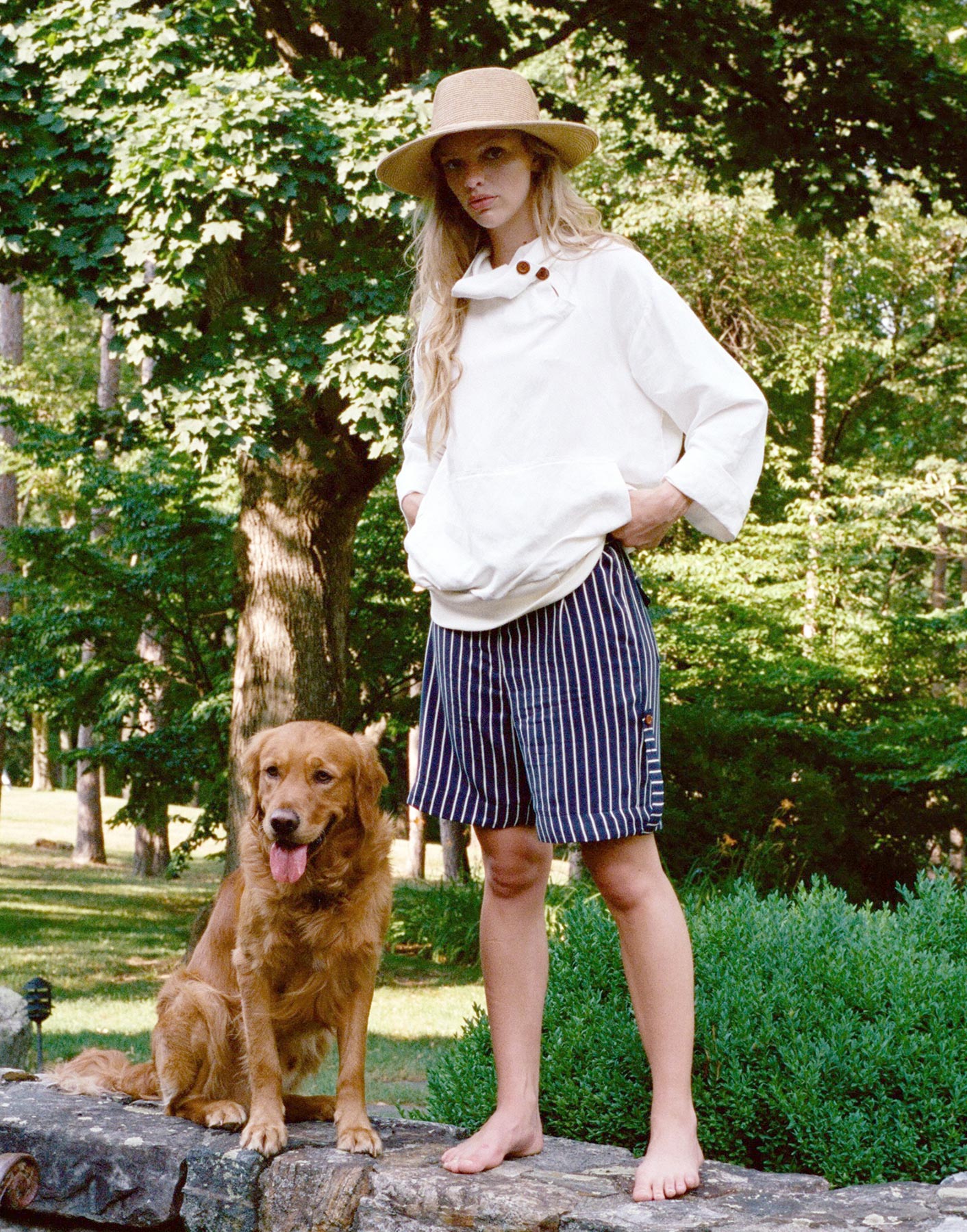 Convertible Striped Elastic Shorts